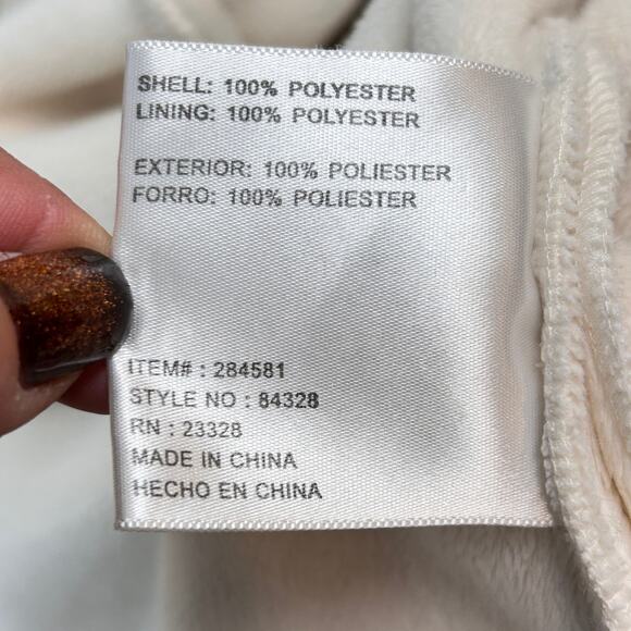 Kristen Blake Jacket Cream  Thick Ultra Soft Fleece Velour Hooded Zip Sz.M - Picture 7 of 7